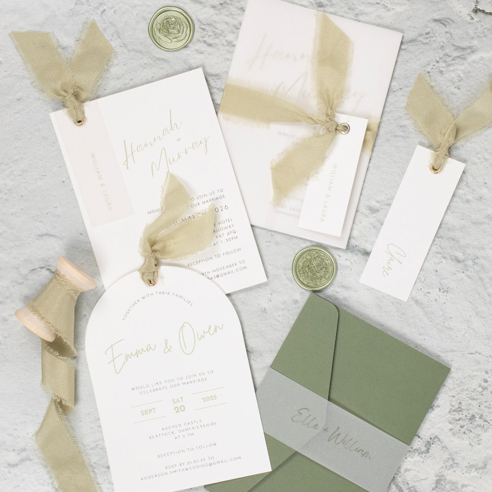 Sage Green Wedding Invites