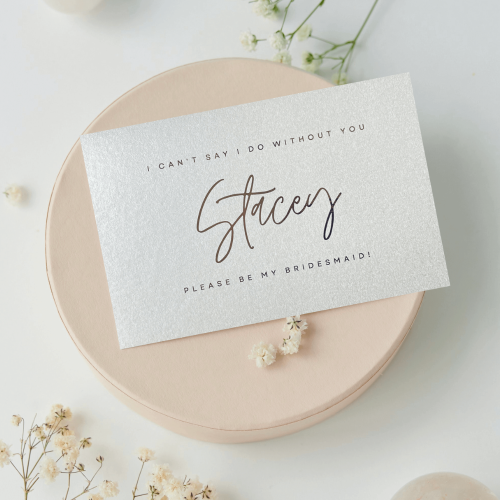 Personalised bridesmaid proposal card rose gold foil