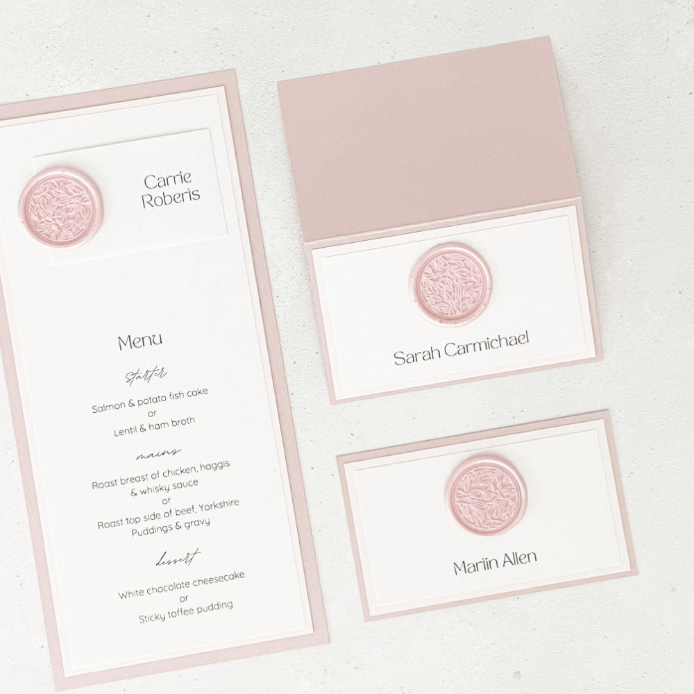 on the day wedding stationery wax seal place cards 