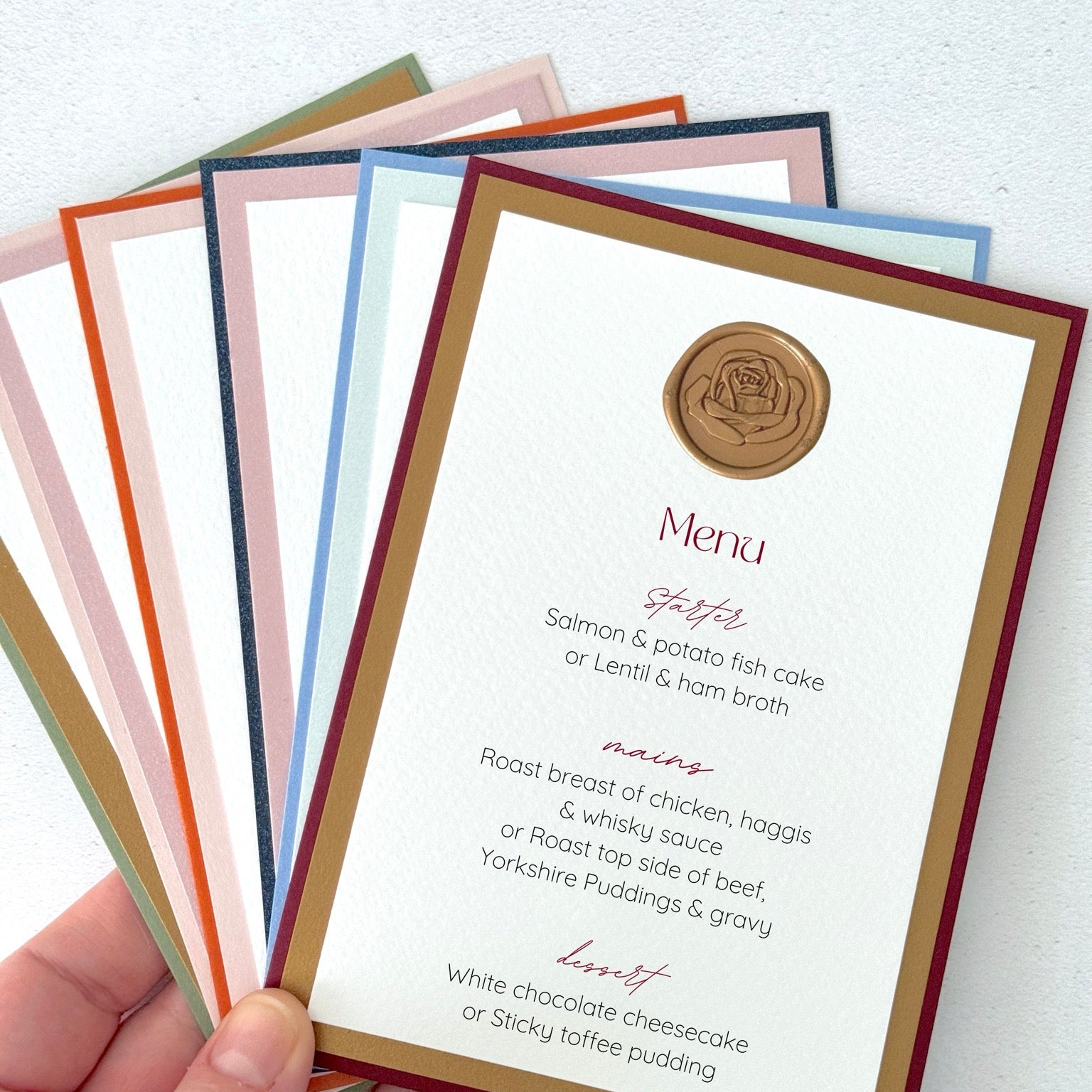 on the day table stationery wax seal menu dumfries and galloway