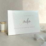 personalised maid of honour card in cream and rose gold foil