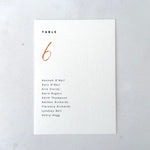 Terracotta orange Sarah table plan card for seating chart