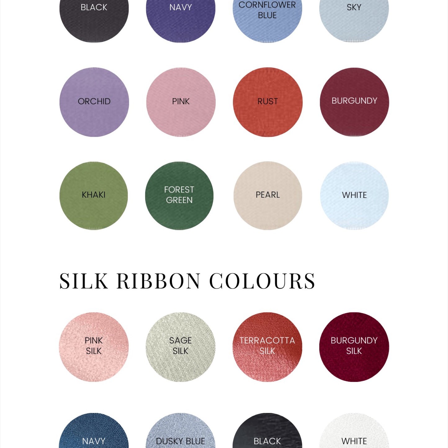 satin and silk ribbon colours handmade by zara