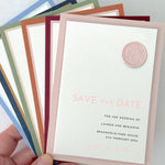 zoe modern wax seal save the date card