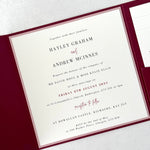 Square pocket invite in burgundy and pink Rowallan Castle