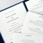 Ailsa pocketfold invite with personalised custom menu rsvp options handmade by zara dumfries