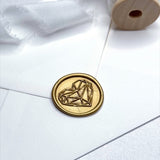bright gold geometric heart envelope sticker for weddings