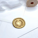 bright gold olive wreath wax seal for wedding invites