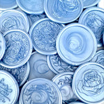 dusty cornflower blue ready made wax seal sticker for invites