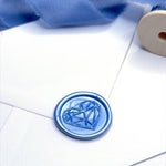 geometric heart cornflower blue self adhesive wax seal