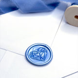 geometric heart cornflower blue self adhesive wax seal