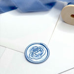 dusty blue rose flower wax seal for invites and enevlopes