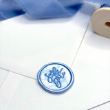 dusty blue save the date wax seal sticker