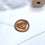 gold geometric heart wax seal sticker for wedding invitations and envelopes