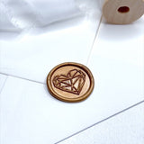 gold geometric heart wax seal sticker for wedding invitations and envelopes
