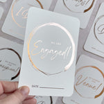 minimalist brush rose gold circle engagement milestone cards for wedding planning or gift