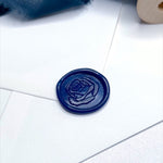 navy blue rose wax seal for wedding invites and envelopes