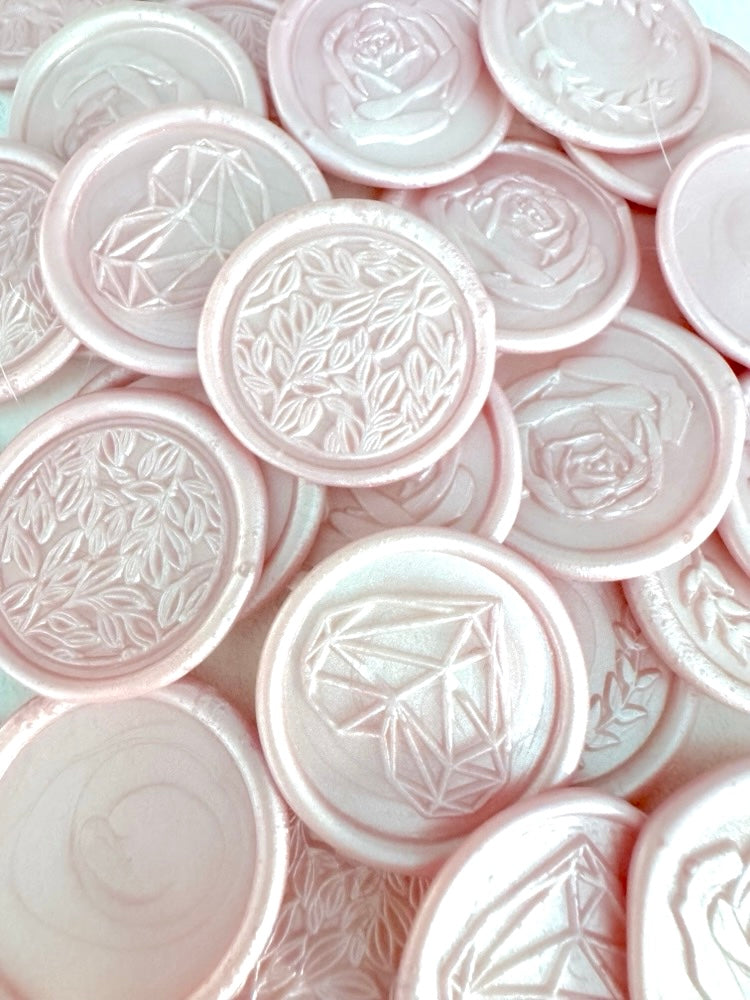 pink ready made peel and stick wax seal for invites and envelopes