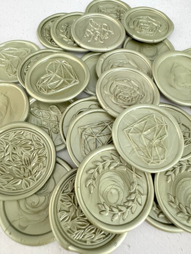 sage green wax seal ready made for weddings
