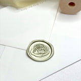 sage green rose flower ready made wax seal for weddings and envelopes