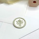 sage green save the date wax seal sticker