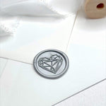 geometric heart silver ready made wax seal sticker
