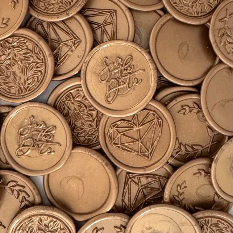 gold wax seal with self adhesive backing for wedding invites and envelopes