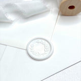 white olive wreath wax seal for wedding invites and envelopes