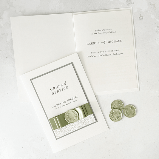 Handmade wax seal order of service booklet