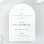 Additional details card for wedding invite with menu choices 
