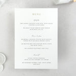 personalised details card for menu options for wedding invite