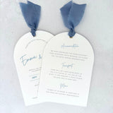 EMMA Arch Wedding Invite & Silk Ribbon in Dusky Blue