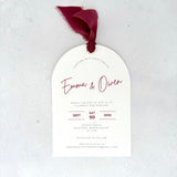 EMMA Arch Wedding Invite & Silk Ribbon in Burgundy