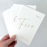 hannah personalised wedding day stationery table number available in 6 colours