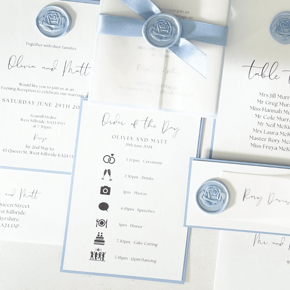 On the day wedding stationery order of the day