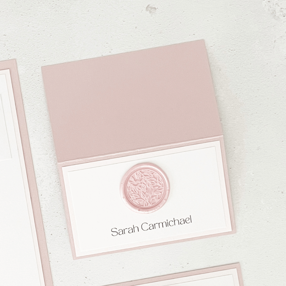 dusty pink wax seal printed place card