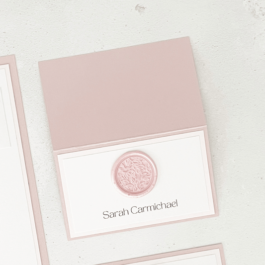 dusty pink wax seal printed place card
