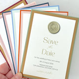 Sage green wax seal lyn save the date card 