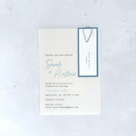 Sarah handmade see through vellum wedding invite in pale blue