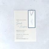 Sarah handmade see through vellum wedding invite in pale blue