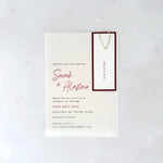 handmade burgundy vellum wedding invite by handmade by zara Dumfries