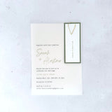 handmade sage green vellum wedding invite