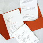 sarah pocket fold wedding invite with insert cards for gift wishes and menu