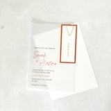 Sarah transparent wedding invite and paperclip handmade by zara dumfries 