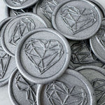 self adhesive silver geometric heart wax seals