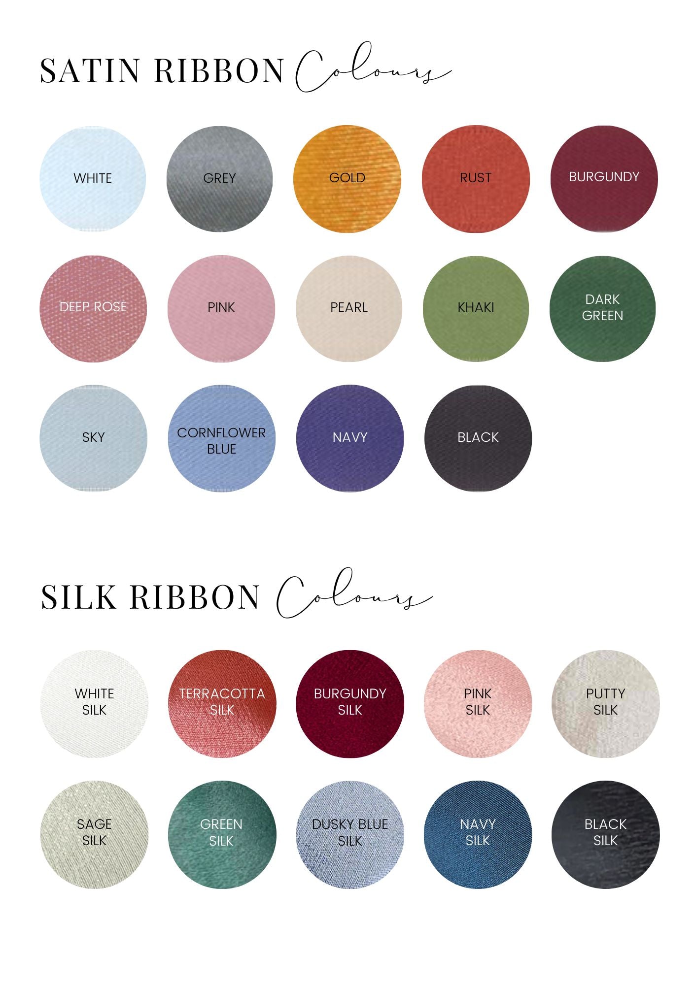satin and silk ribbon colours handmade by zara