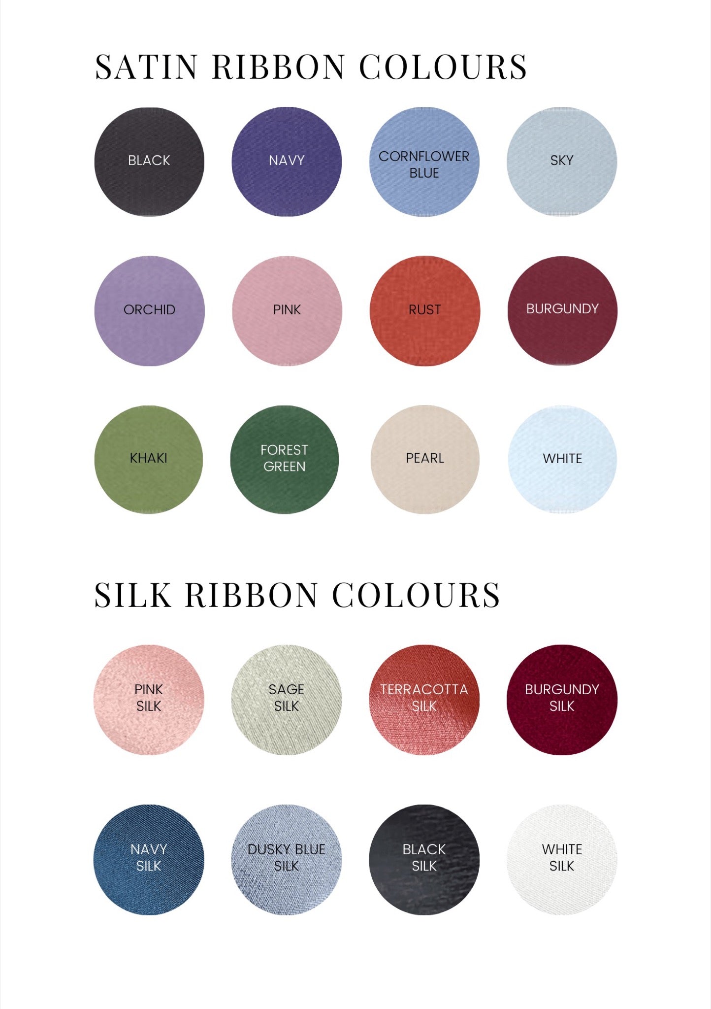 satin and silk ribbon colours handmade by zara