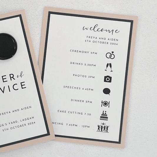 Order of the day minimalist modern on the day wedding stationery 
