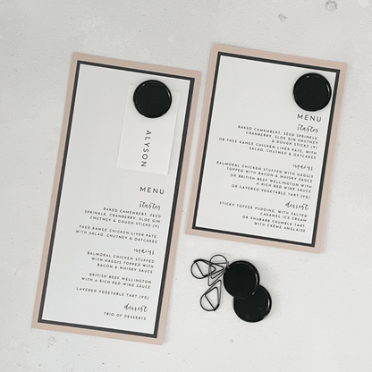 on the day stationery menu place card