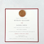 square wedding evening invite with handmade wax seal Kinmount House